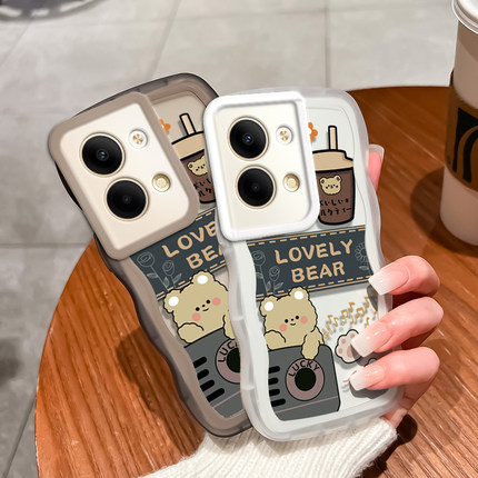 oppo reno8手机壳手机壳reno9/7/6/5/4/3/pro+/2/z/ace透明包保护套本命新年春节兔年红色大波浪小熊