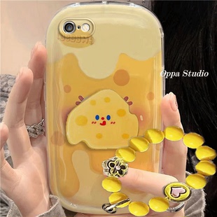 蘋果5手機殼蘋果se可愛黃色奶酪iPhone5卡通適用新款 防摔硅膠軟女創意全包氣墊保護套