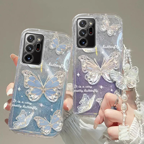 努比亚红魔10pro+手机壳红魔6R透明5G软套Z40S Pro全包防摔可爱潮奢华高档蝴蝶手链闪粉