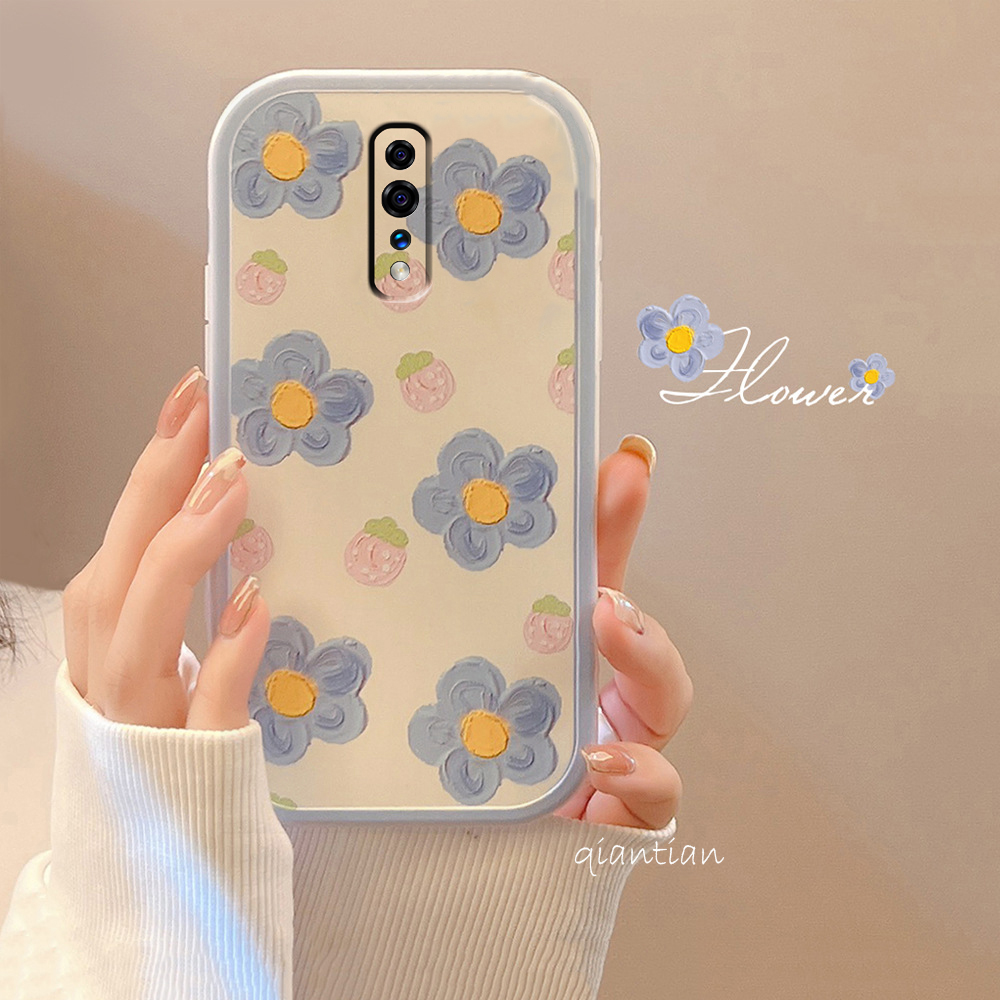 oppo RenoZ手机壳创意可爱全包闺蜜防摔蓝花潮仙女清新oppoRenoZ