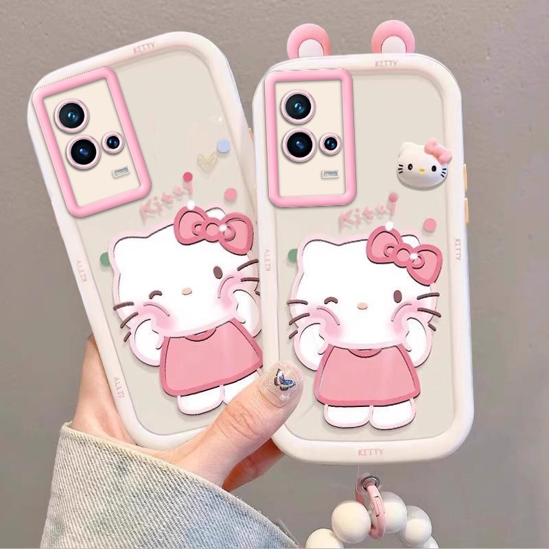 泡芙kt猫iQOO8壳V2136A情侣全包防摔硅胶高级男女可爱套外壳