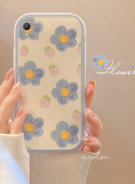 OPPO A37手机壳a37女创意 A37m可爱全包OPPOA37闺蜜防摔蓝花a37t