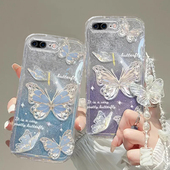 plus pro max透明软套全包iphone防摔可爱潮奢华高档蝴蝶手链闪粉 苹果7plus手机壳4