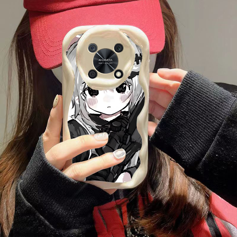 防摔硅胶奶油波浪猫耳女孩