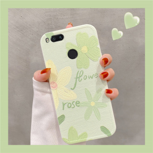 适用小米5X手机壳闺蜜小花油画可爱创意全包潮牌款仙女清新xiaomi超薄