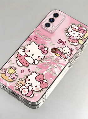 卡通kt猫realme真我Q3Pro壳透明RMX2205全包防摔女可爱套外壳