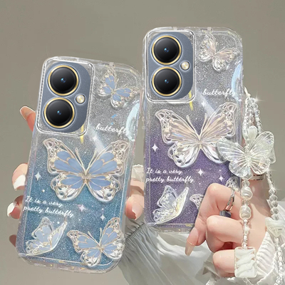 vivo Y55T手机壳Y50透明Y5s蝴蝶Y51套Y52T全包Y53防摔Y67潮Y30奢华Y31s高档Y32手链66闪粉Y33男Y35女vivoY55T