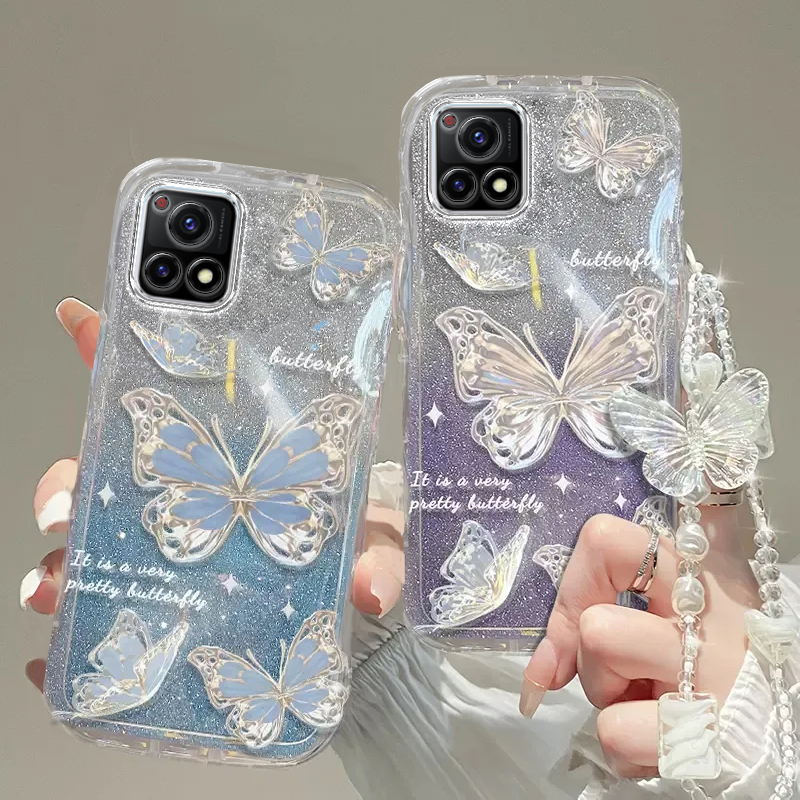 vivo Y52S手机壳Y50透明Y5s蝴蝶Y51s套Y53全包Y55防摔Y67潮Y30奢华Y31s高档Y32手链66闪粉Y33男Y35女vivoY52S