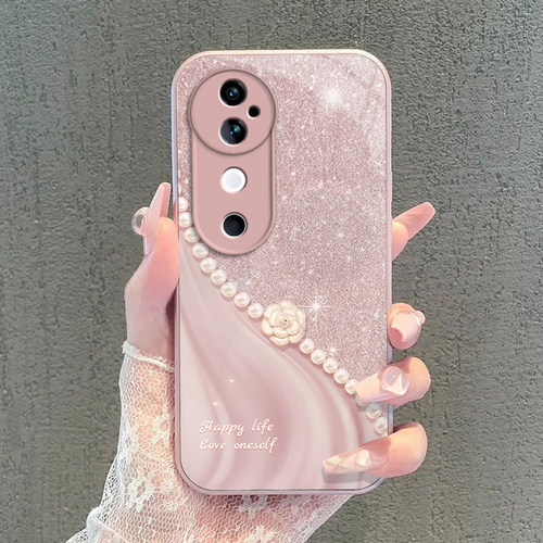 vivo s19/s19Pro手机壳新款玻璃s19/s19Pro保护套卡通可爱全包珍珠花朵