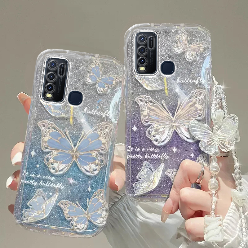 vivo Y50手机壳Y51透明Y5s软Y52s套Y53全包Y55防摔Y67潮Y30奢华Y31s高档Y32蝴蝶手链66闪粉Y33男Y35女vivoY50