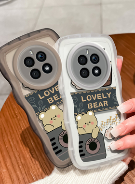 华为mate50手机壳40/30/20/x/10/9/pro/+/rs保时捷透明保护套本命新年春节兔年红色大波浪小熊