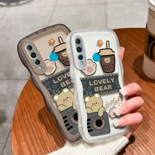 华为nova4手机壳nova4e透明软壳防摔男女大波浪新年春节红色兔年液态硅胶情侣可爱条纹小熊