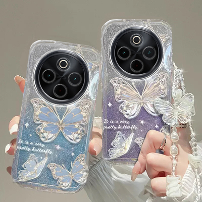 vivo Y300PRO手机壳Y100透明i蝴蝶Y200套Y73S全包Y93防摔Y75S潮Y76S奢华Y77高档手链Y78闪粉Y95女vivoY300PRO