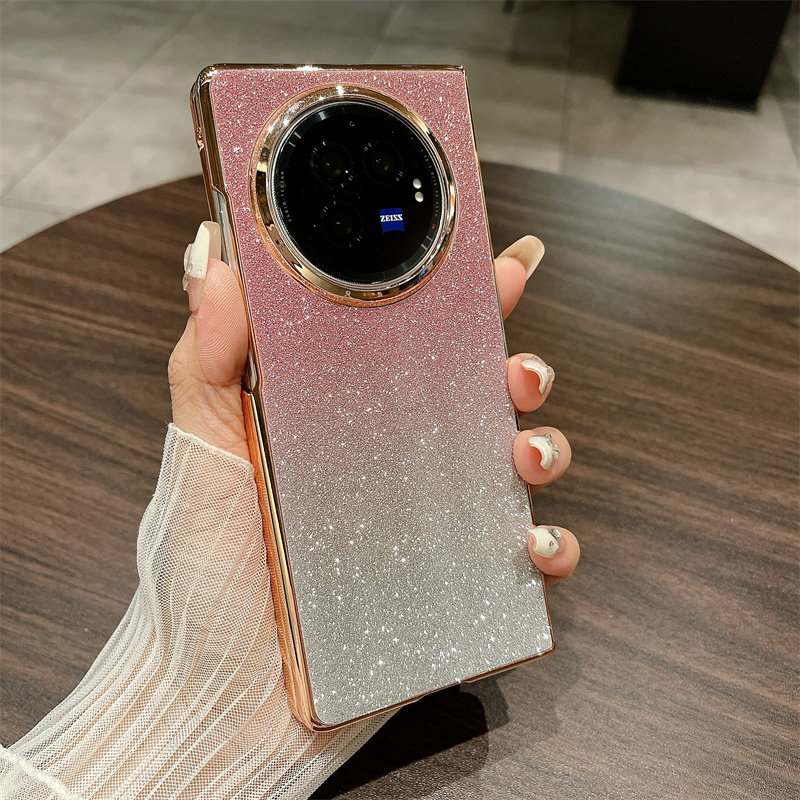 VIVO X Fold3手机壳VIVO XFold3 pro折叠屏VIVOXFold3前后全包壳膜一体保护套女晶莹闪粉繁星女神腕带洛可可