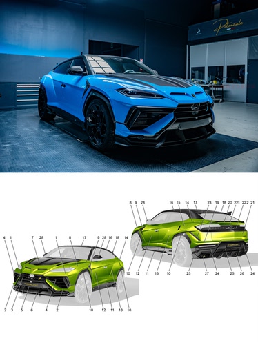 兰博基尼urus/se改装升级TOPCAR包围套件前后杠碳纤维前后唇机盖
