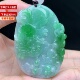 正品 收藏送礼带证 缅甸A货翡翠老种飘阳绿精雕凤凰牌挂件吊坠女款