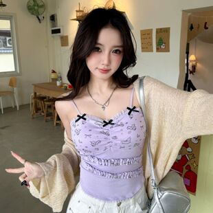 纯欲风性感蕾丝吊带背心女内搭带胸垫短款上衣外穿打底衫新款流行