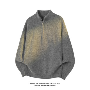 RMWS慵懒半拉链高领毛衣男款秋冬韩系潮牌软糯套头针织衫上衣