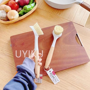 厨房油污交给它,分分钟搞定!橡胶木柄天然剑麻锅刷厨房用刷