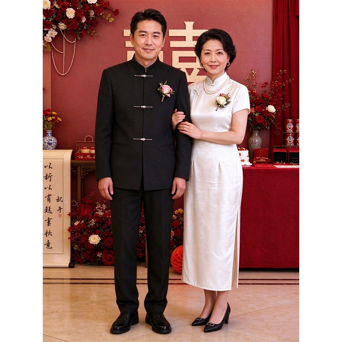 中山装老年人民国男婚礼爸爸中式西装喜公公婚宴套装宴会主持西服