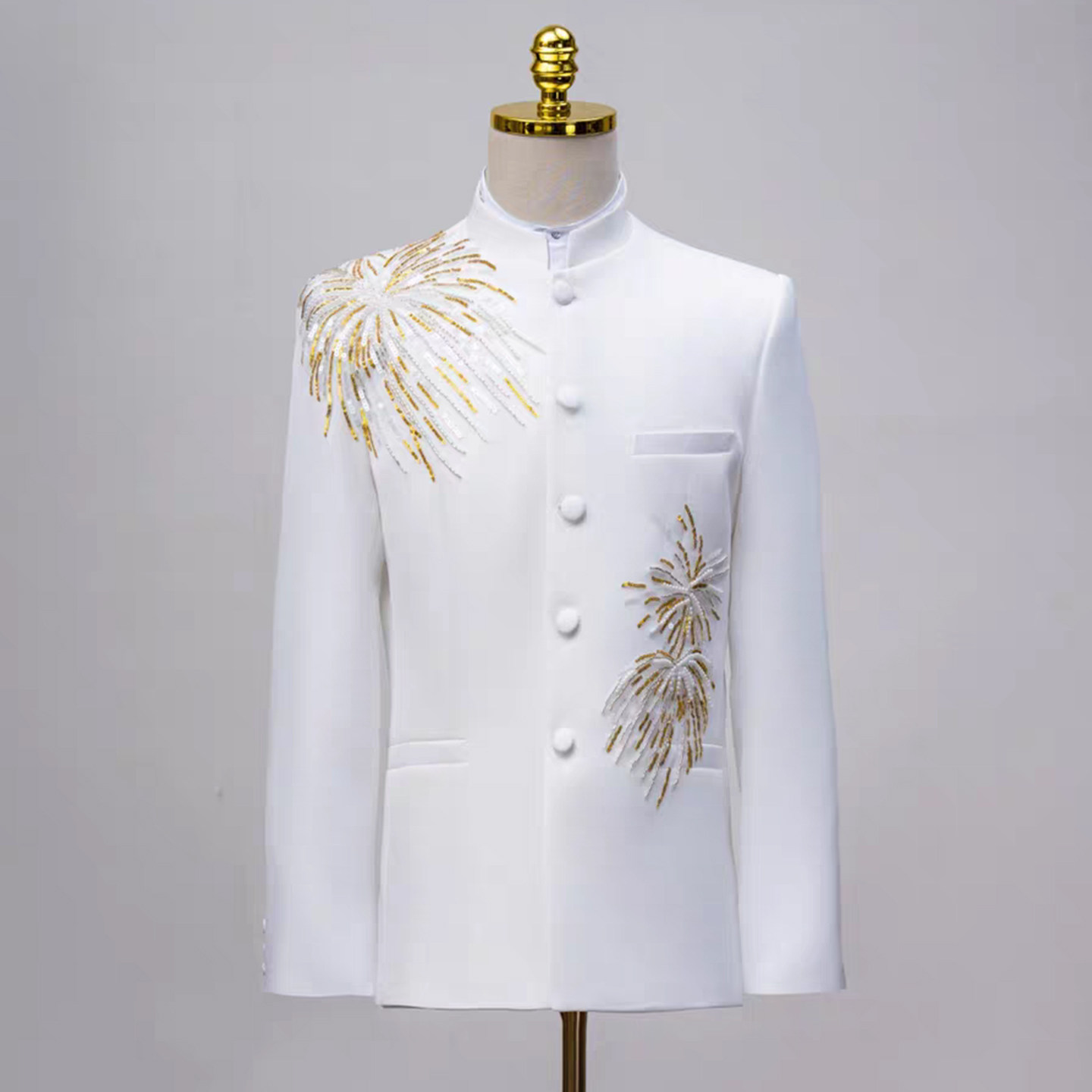 中山装立领西服青年演出服合唱团套装新郎结婚宴会新中式西装套装
