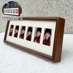 六行人民币相框实木榫卯大好河山风景一百亿100亿生日礼物送朋友