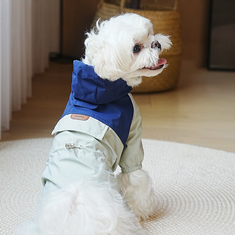 宠物雨衣中小型狗狗服装四脚防水雨衣冲锋衣宠物小狗连帽雨衣