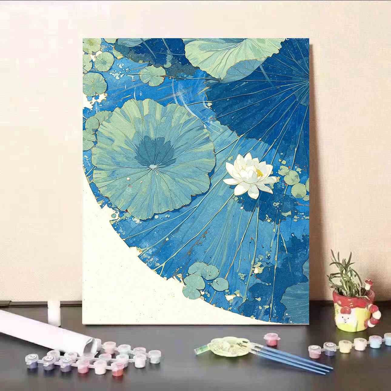 春天荷花数字油画diy手工填色治愈解压高颜值礼物客厅装饰画送礼