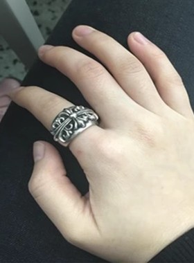 牌克罗潮牌925纯银男女CH羅心守护者轻奢复古十字架戒指指环对戒