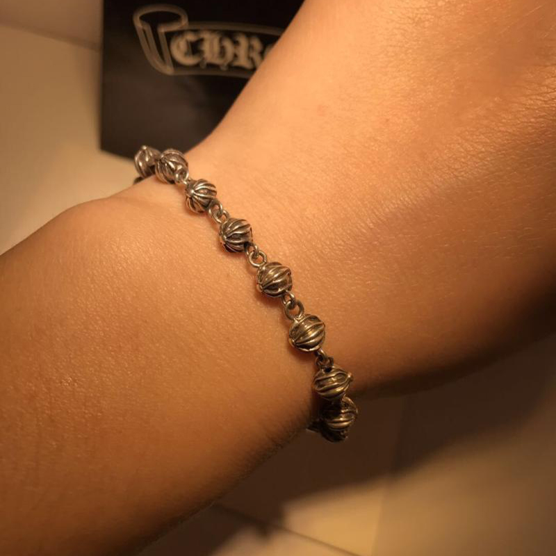 欧美潮牌百搭手串十字架珠珠手链GD饰品男女款手环CH925纯银手镯