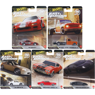 Hot Wheels风火轮 速度与激情马自达RX7本田兰博基尼仿真合金车模