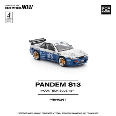 POPRACE 1:64 PANDEM SILVIA S13 MOONTECH BLUE仿真合金汽车模型