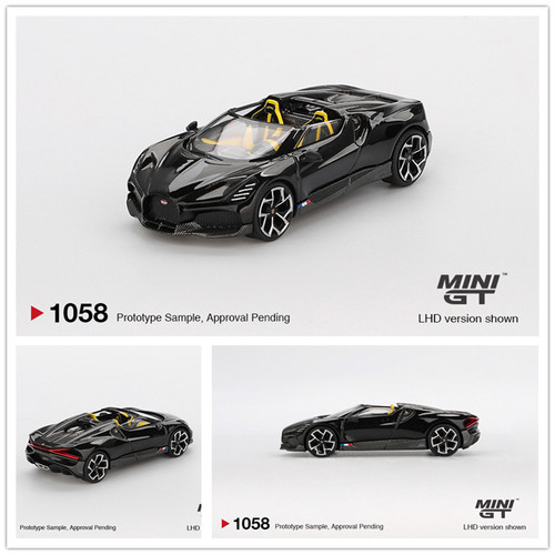 MINIGT 1:64 Bugatti W16 Mistral Black 仿真合金汽车模型
