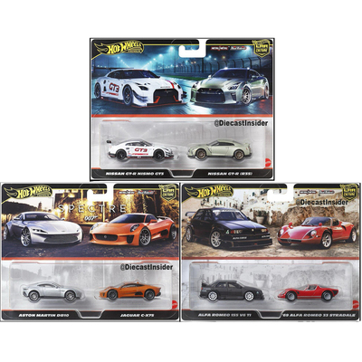 Hot Wheels风火轮 HBL96尼桑阿斯顿马丁阿尔法罗密欧仿真合金模型