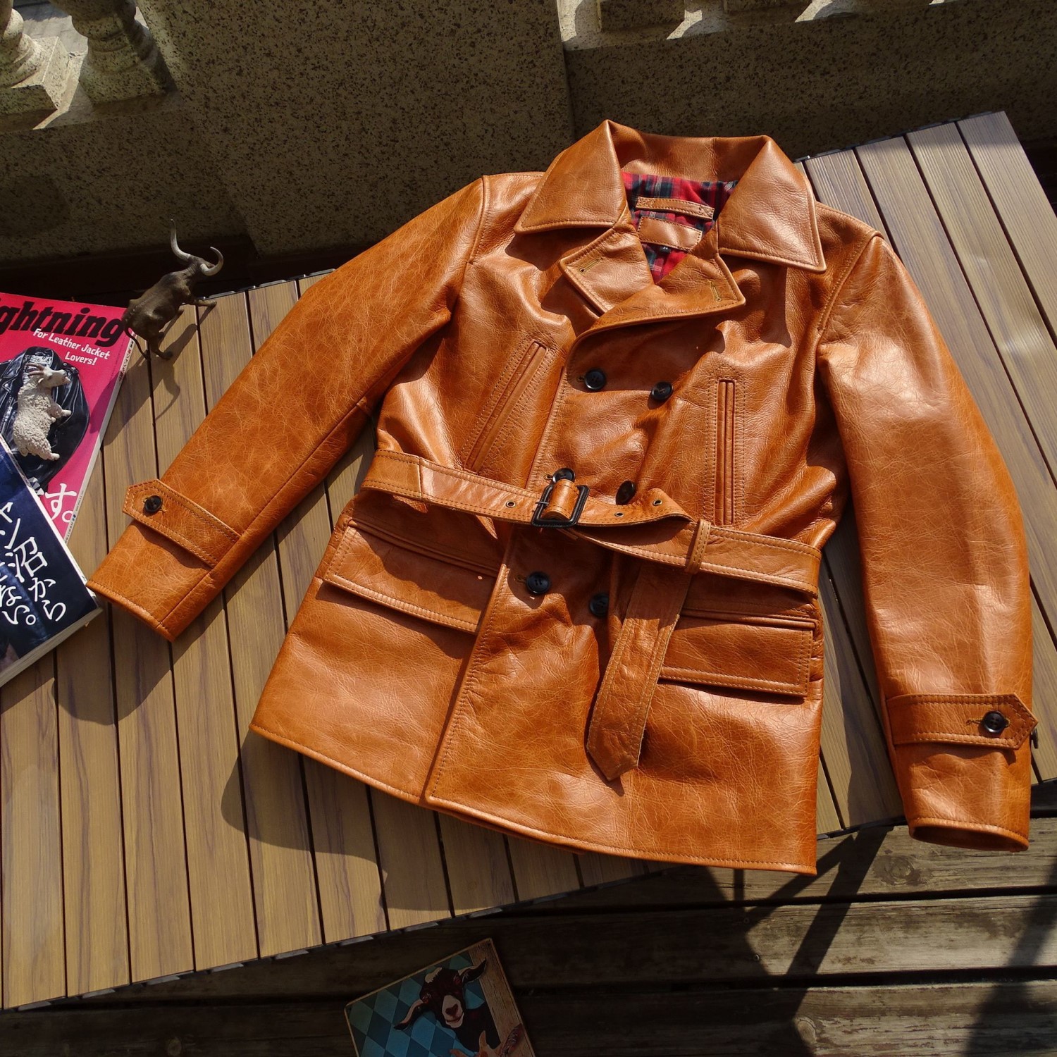 赔本抛售【高启强束腰双排扣740中长款风衣】油蜡厚硬老牛皮衣男