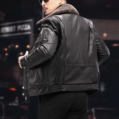 2025冬季新款海宁真皮皮衣男士短夹克羽绒服头层牛皮飞行机车服