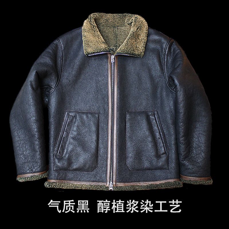 厚款皮毛一体男2025新款醇植酱染双色原生态羊皮毛一体皮夹克外套