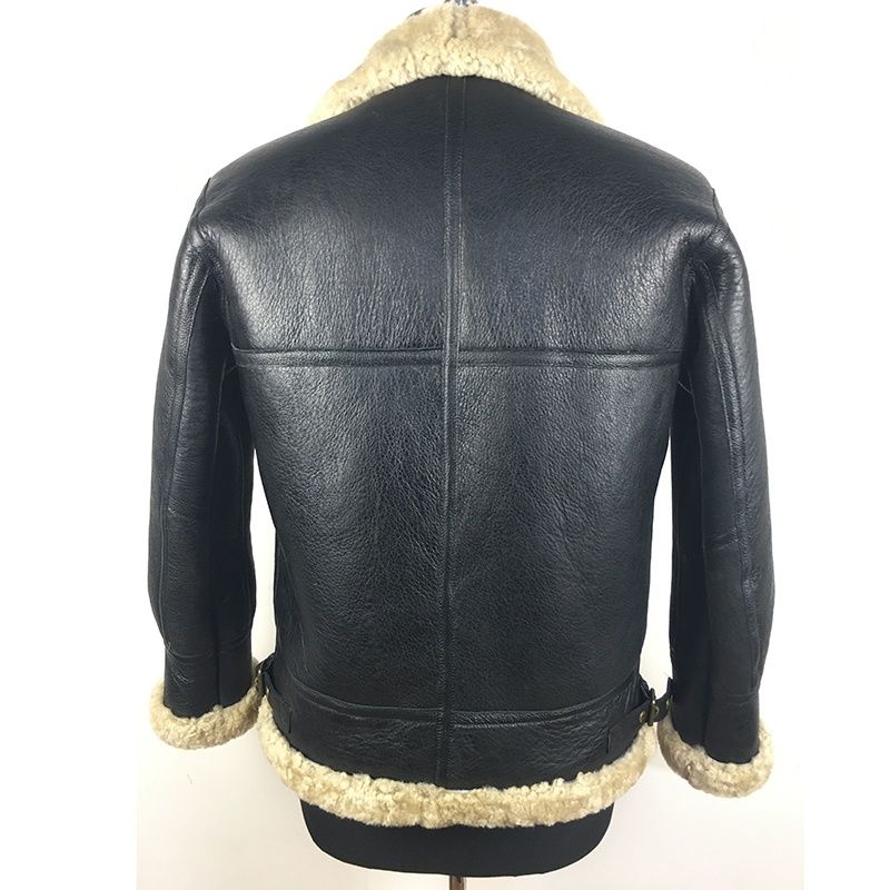 b3皮毛一体男b3原生态羊皮袄机车外套羊羔毛真皮短款空军夹克