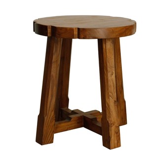 全实木圆凳时尚板凳子结构稳固舒适老榆木餐凳简约梅花凳