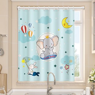 厨房卫生间窗帘遮光防油厕所浴室免打孔遮挡拉帘防走光卷帘遮阳帘