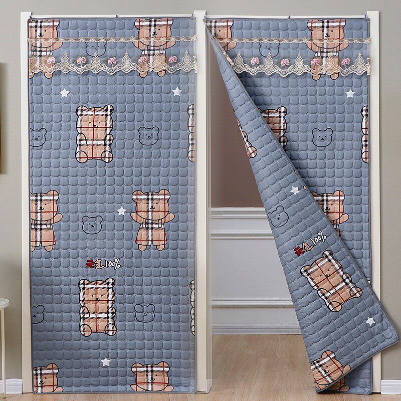 冬季保暖加厚棉门帘免打孔隔音家用挡风隔断帘子防寒防风保温挂帘