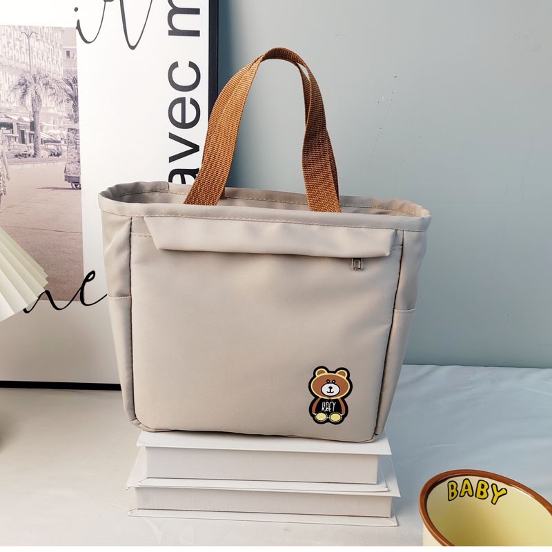 帆布手提包上班族高颜值手拎布袋学生带饭加厚防泼水保温便当包