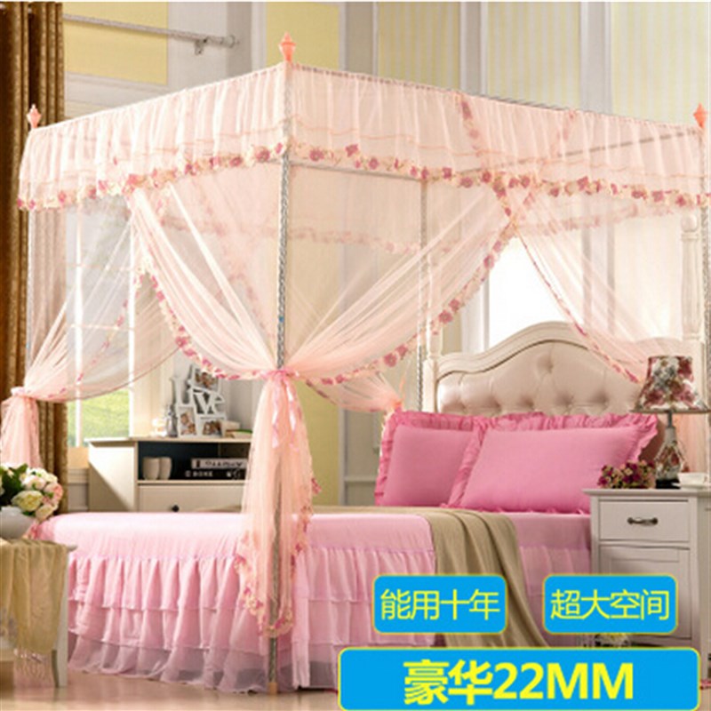 蚊帐三开门落地支架 加粗加厚不锈钢管 蚊帐杆子架子 床架包邮