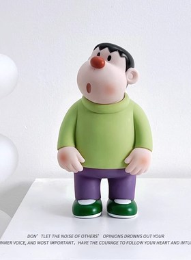 胖虎潮玩手办公仔桌面小摆件玄关酒柜装饰品电视柜客厅落地大摆件