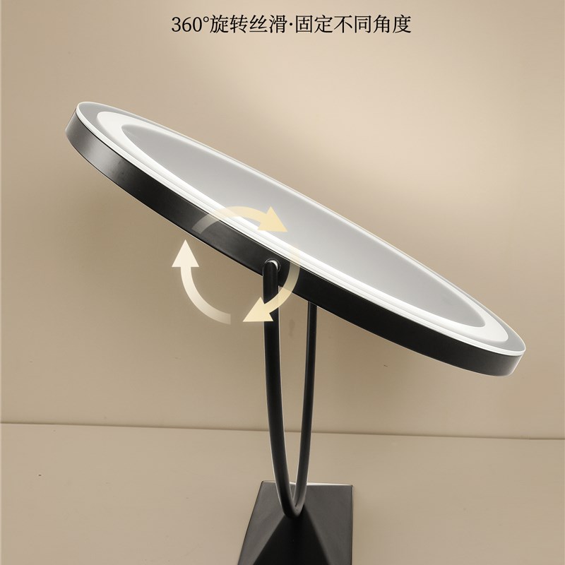 化妆镜带灯桌面台式圆形梳妆台镜子卧室美妆镜智能补光大号梳妆镜