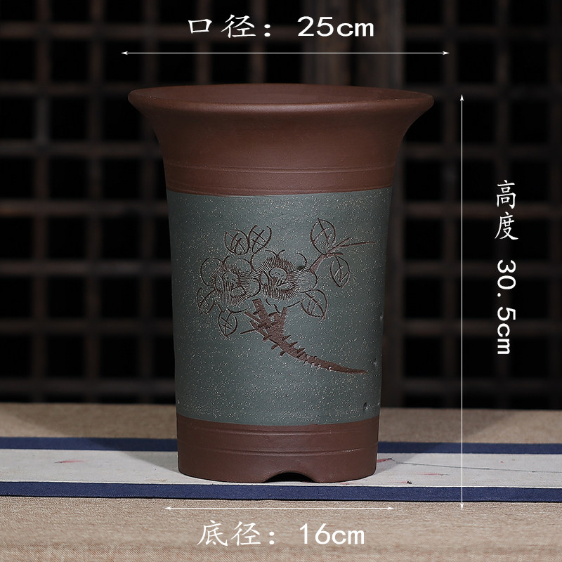 宜兴精品紫砂盆大口径透气兰花盆多肉花盆君子兰盆栽陶瓷盆