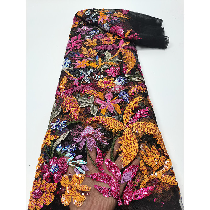 黑蓝色蕾丝网纱布料时尚珠片花朵椰子树亮片刺绣面料礼服婚纱童装,居家布艺,海绵垫/布料/面料/手工diy,淘宝优惠券,粉丝福利购,淘宝优惠卷