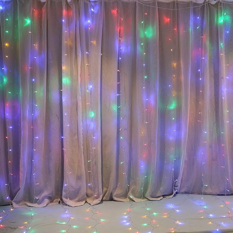 瀑布窗帘灯少女心网红卧室装饰房间布置小彩灯闪灯串灯满天星星灯