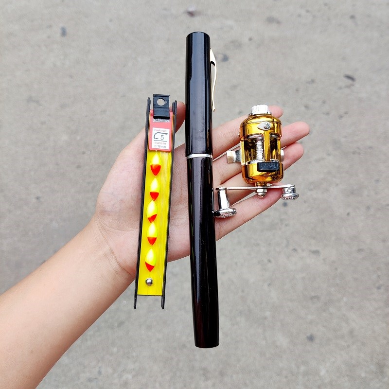 迷你小海竿钢笔小海杆便携带轮冰钓杆筏钓儿童鱼竿钓鱼竿虾杆筏竿