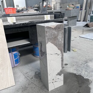 客厅落地大摆件岩板花架雕塑摆台高端软装饰立石柱大理石底座基座